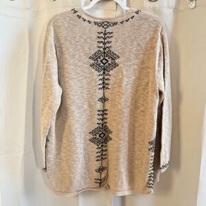 J Jill Women Cardigan Western Linen Blend Oversize Large Rustic Boho Work 19187x